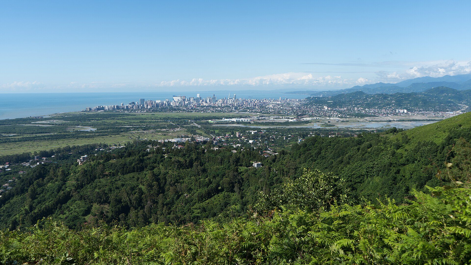 Batumi seen from the hills above Gonio — about 15 minutes on